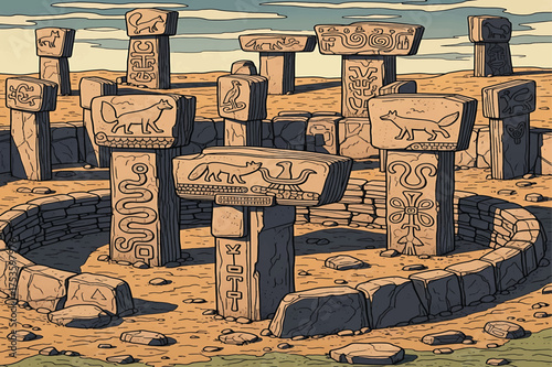 Ancient g bekli tepe monumental stone carvings