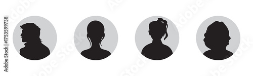 Avatar flat icon set. Default anonymous user portrait vector illustrations. Signs for man, woman faceless profile picture. Gray round website placeholder. avatar profile icon. user icon. EPS 10.