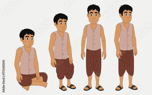 a indian village men best cartoon character 2d animation.