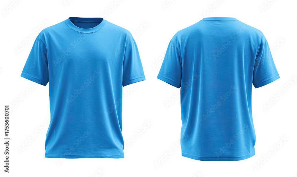 Naklejka premium Front and back view of a light blue t-shirt (2)