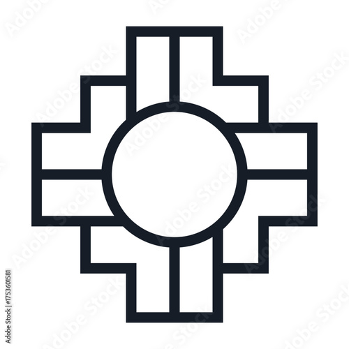 Minimal vector illustration of the Andean Chakana cross, also known as the Southern Cross, symbol of balance, spirituality, and ancestral culture in geometric style