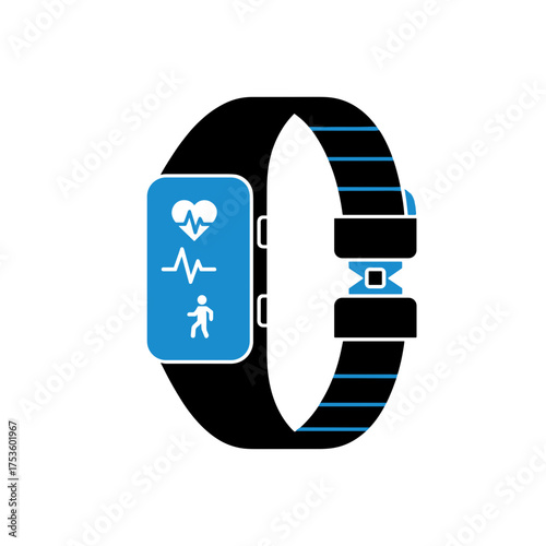Fitness bracelet design on a transparent background representing health and technology