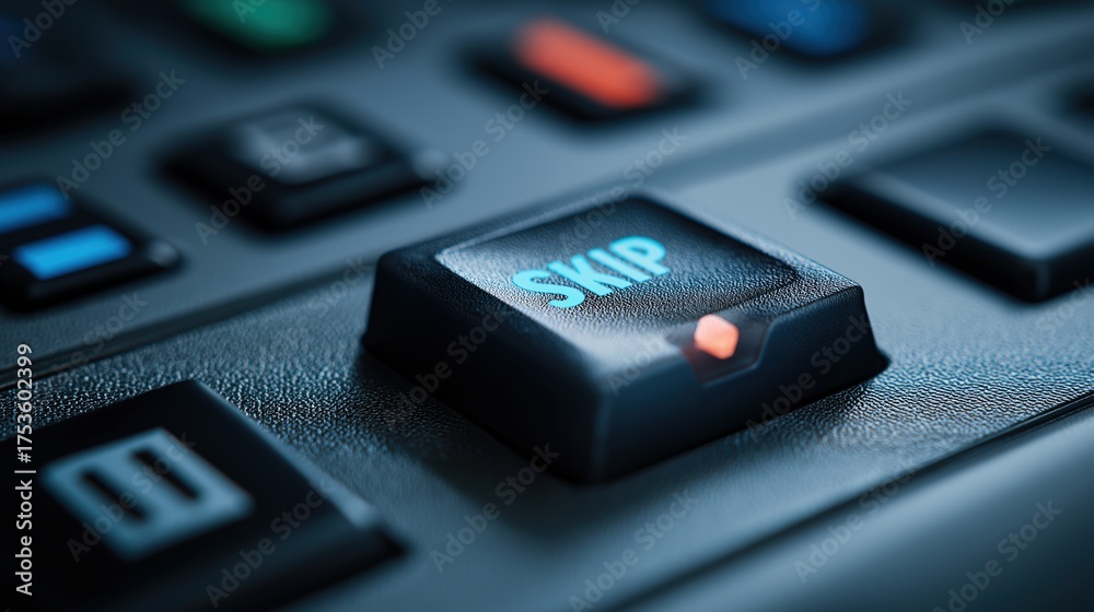 Obraz premium Close Up Skip Button On Remote Control