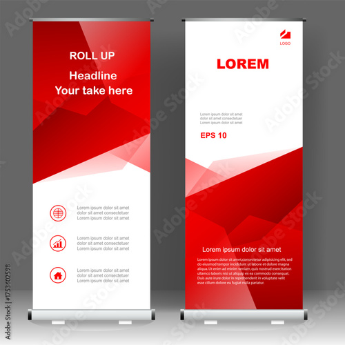 Business Roll up banner stand modern design, for brochure, flyer, infographics. modern advertising. vector illustration	