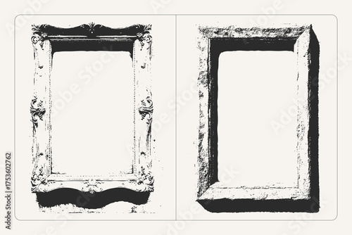 Grunge distressed frame with handmade painting texture — artistic rough border for vintage posters, abstract designs, and retro backgrounds.