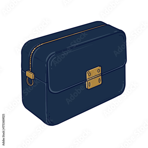 Classic blue handbag with a gold clasp in a minimalist design  