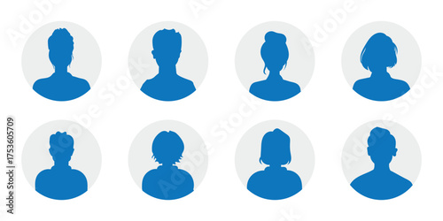 Men and women avatars set. Male and female silhouettes abstract people. characters for social media and networking, user profile, website and app design and development, user profile icons. eps 10