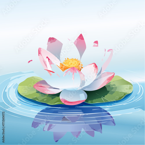 Lotusblume auf ruhigem Wasser – spirituelles Motiv