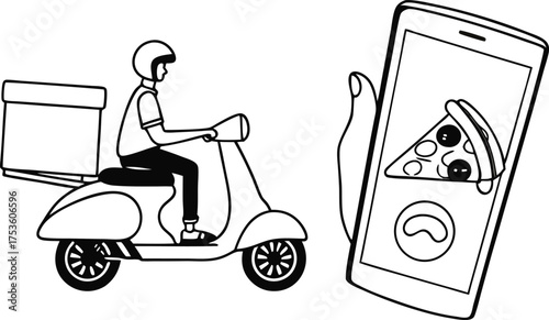 Food Delivery Scooter Flat Vector Illustration
