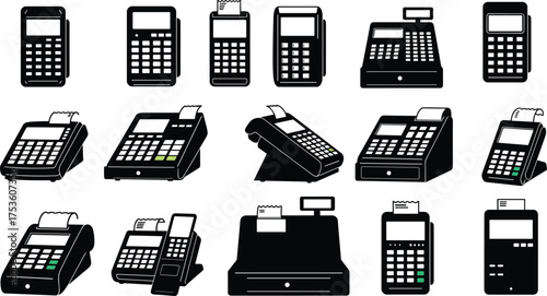 Calculator, cash register, POS terminal, finance, accounting, retail, business, machine, device, office, digital, money, payment, 