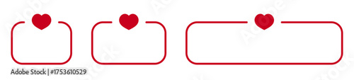 Heart-themed red frames set for designs and decorations.