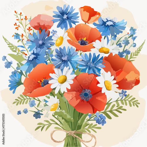 Wildblumenstrauß auf rustikalem Hintergrund