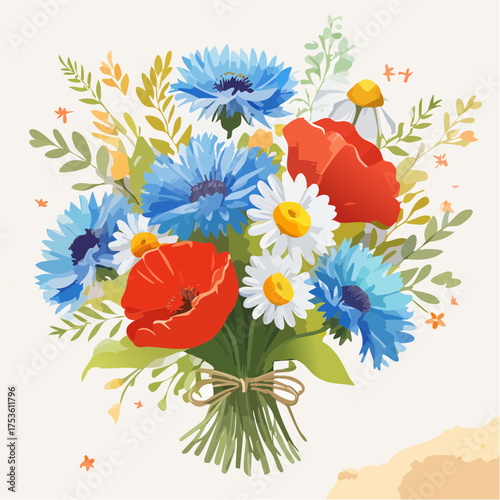 Wildblumenstrauß auf rustikalem Hintergrund