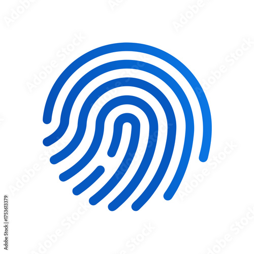 Blue fingerprint pattern on a white background scan on transparent background