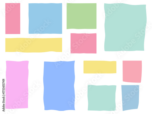 Collection of pastel wavy rectangles and squares with organic edges, perfect for social posts, planners, scrapbooks, mood boards, UI placeholders, and labels.