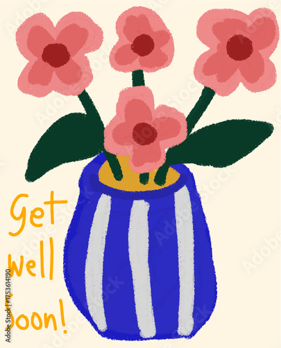 Get Well Soon Flowers in Striped Vase