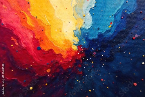 Abstract Expressionist Painting Vibrant Swirling Hues of Pain and Passion, a Chaotic yet Beautiful Explosion of Color and Texture, showcasing raw visceral energy and emotional depth.