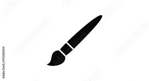 A simple black and white illustration of a paint brush on white
