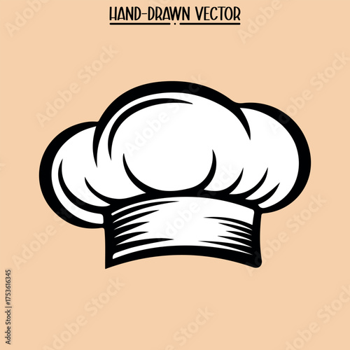 Chef Hat Hand-Drawn Vector Illustration. Toque Icon