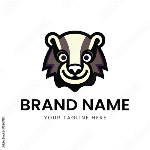 Happy Badger silhouette logo design vector
