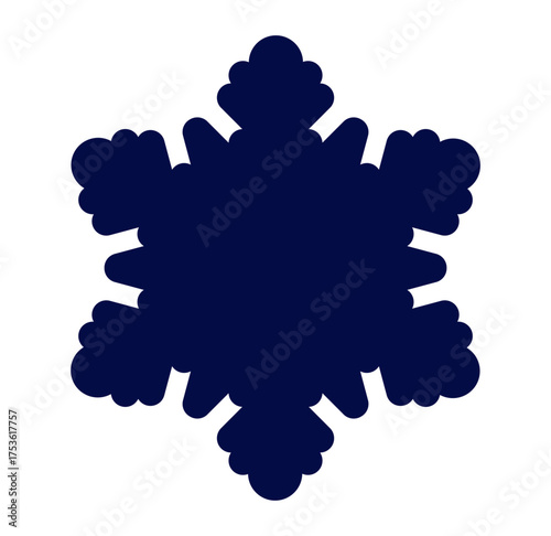 Elegant snowflake illustration in a deep blue hue, ideal for winter decorations and design projects.