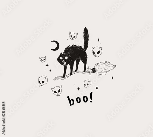 Happy Halloween illustration. Hand drawn doodle or sticker composition