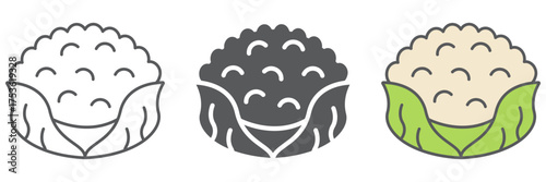 Cauliflower icon, food and organic, vegetable sign, vector graphics, a linear pattern on a white background. editable stroke