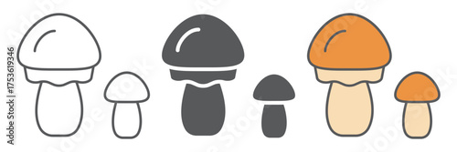 Mushrooms icon, organic and food, vegetarian food sign, vector graphics, a linear pattern on a white backgrond. editable stroke
