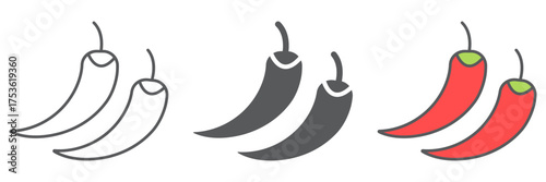 Hot chili peppers icon, fruits and vegetables, spice food sign, vector graphics, a linear pattern on a white background. editable stroke