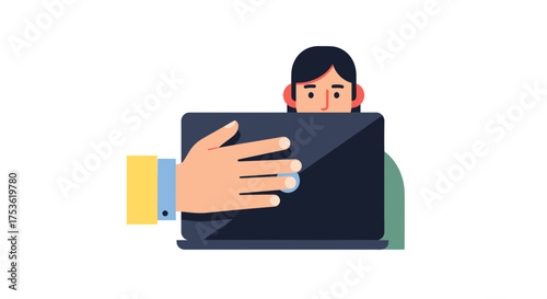 A hand gently closing a laptop lid, indicating the end of screen time