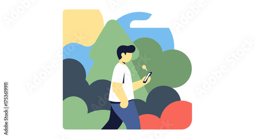 A person enjoying a quiet walk in nature, holding a turned-off smartphone