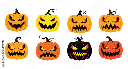 Spooky jack-o'-lanterns with glowing eyes for thrilling Halloween designs, festive invitations, and fun seasonal marketing campaigns that are sure to delight