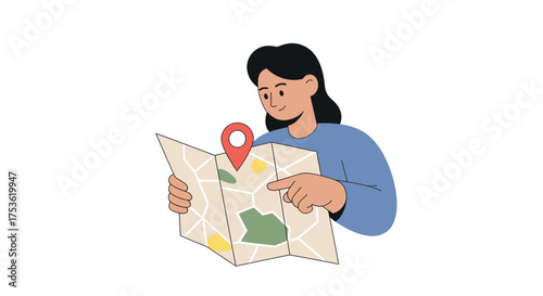 A person looking at a map, pointing a finger, instead of using a phone's GPS
