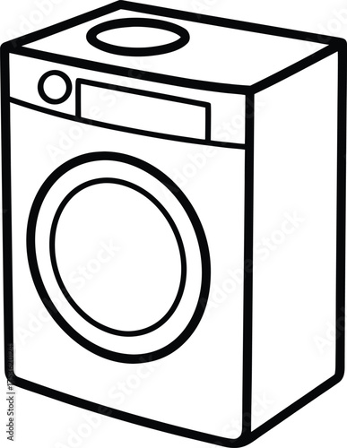 Smart Washing Machine Line Art Transparent Background