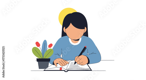 A person writing in a journal with a pen, capturing thoughts away from a screen