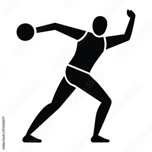 Shot Put Thrower Vector Icon Isolated on White Background
