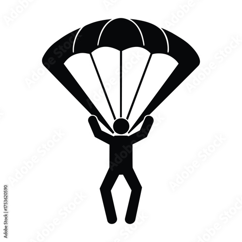 Skydiver Jumping Pictogram Isolated on White Background