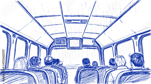 Bus Interior: Passengers Looking Forward