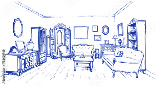 Elegant Interior: A Detailed Room Sketch