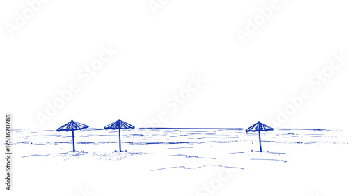 Beach Umbrellas Against the Horizon