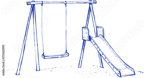 Simple Swing Set Illustration - Childhood Fun