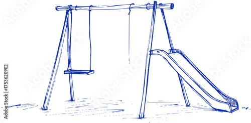 Simple Playground Swing Set Illustration