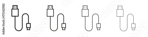 USB cable icon outline vector. outline icons collection.
