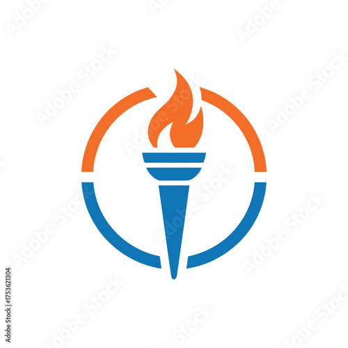 Modern torch logo with circular frame
