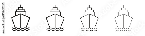 Ship icon outline vector. outline icons collection.
