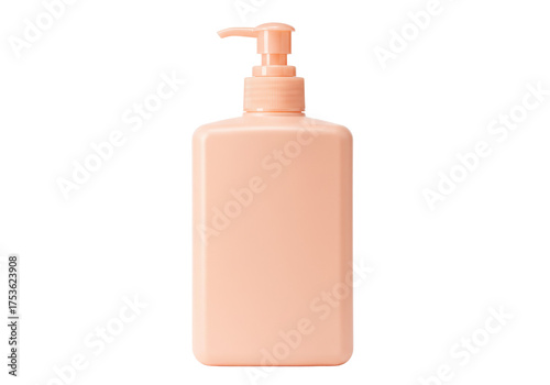Isolated pastel lotion bottle with pump dispenser, shampoo, body wash, blank label, product
