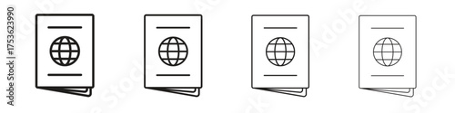 Passport icon outline vector. outline icons collection.
