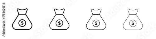 Money bag icon outline vector. outline icons collection.