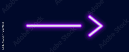 A bright glowing neon arrow broken into two parts symbolizing forward movement progress or an advancing direction.