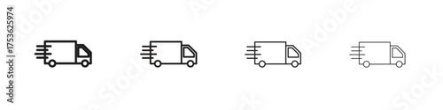 Fast shipping delivery truck icon outline vector. outline icons collection.